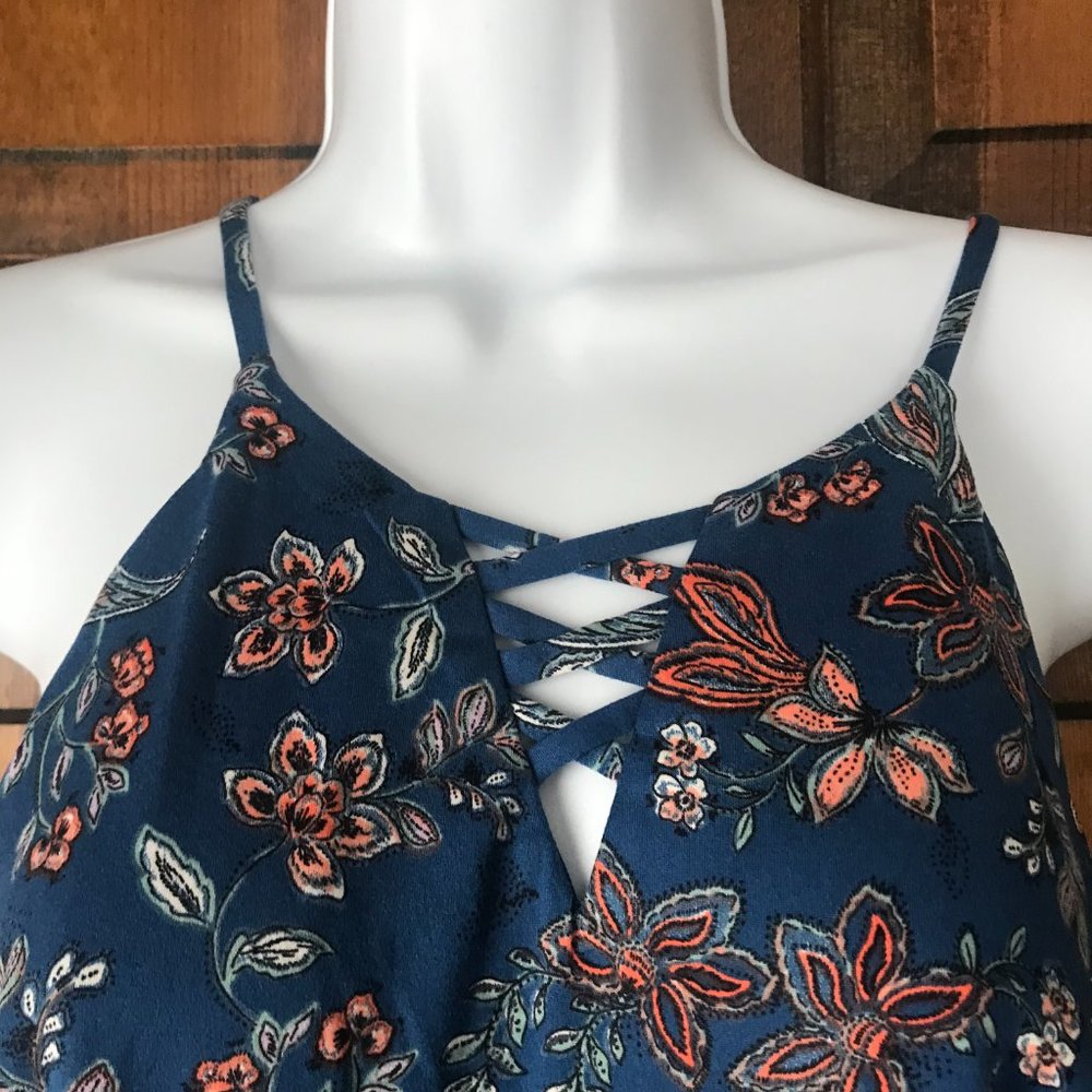 NWT Fortune + Ivy Blue w/Scattered Flowers Halter-Style Dress Large - Picture 3 of 10